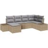 6-delad trädgårdsoff-set med kuddar beige poly rotting vidaXL 264 x 154 x 85 cm – miniatyr 2