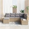 6-delad trädgårdsoff-set med kuddar beige poly rotting vidaXL 264 x 154 x 85 cm – miniatyr 3