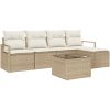 6-delad Trädgårdsoffa med Kuddar Brun Poly Rattan vidaXL Standard – miniatyr 2