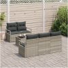 6-delad trädgårdsoffa med kuddar Ljusgrå Poly Rattan vidaXL 4 - Sits – miniatyr 3