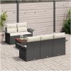 6-delad Trädgårdsoffagrupp med dynor Svart Poly Rattan Akacia vidaXL 55 x 55 x 37 cm – miniatyr 3
