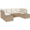 6-delad Trädgårdsoffagrupp med Kuddar Beige Poly Rattan vidaXL 234 x 154 x 69 cm – miniatyr 2