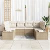 6-delad Trädgårdsoffagrupp med Kuddar Beige Poly Rattan vidaXL 234 x 154 x 69 cm – miniatyr 3