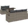 6-delad trädgårdsoffagrupp med kuddar grå poly rattan vidaXL Medium – miniatyr 2