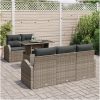 6-delad trädgårdsoffagrupp med kuddar grå poly rattan vidaXL Medium – miniatyr 3