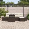6-delad trädgårdsoffagrupp med kuddar i brun poly rattan vidaXL 100 x 55 x 73 cm – miniatyr 3