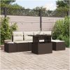 6-delad trädgårdsoffagrupp med kuddar i brun poly rattan vidaXL 100 x 55 x 73 cm – miniatyr 1