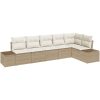 6-delad trädgårdsoffas med beige kuddar i polyrotting vidaXL 319 x 154 x 85 cm – miniatyr 2