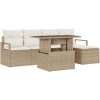 6-delad Trädgårdsoffaset med Kuddar Beige Poly Rotting vidaXL Medium – miniatyr 2