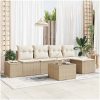 6-delad trädgårdsoffaset med kuddar, brunt poly rattan vidaXL 55 x 55 x 37 cm – miniatyr 1