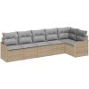 6-delad trädgårdsoffaset med kuddar i beige poly rotting vidaXL Stor – miniatyr 2