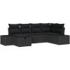 6-delad trädgårdsoffaset med kuddar svart poly-rattan vidaXL 264 x 154 x 85 cm – miniatyr 2