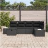 6-delad trädgårdsoffaset med kuddar svart poly-rattan vidaXL 264 x 154 x 85 cm – miniatyr 3