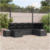 6-delad trädgårdsoffaset med kuddar svart poly-rattan vidaXL 264 x 154 x 85 cm – miniatyr 1