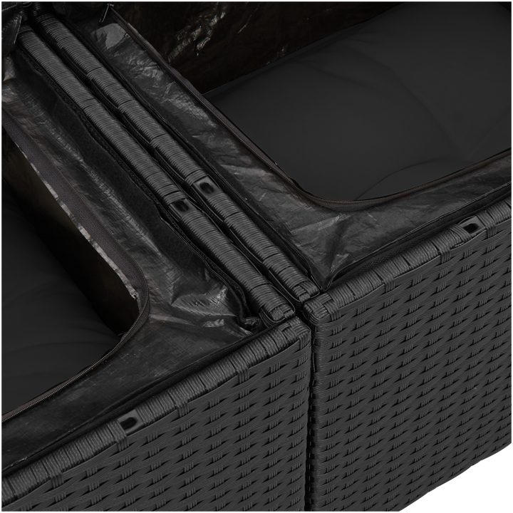 6-delad trädgårdsoffaset med kuddar - Svart polyrotting vidaXL 100 x 55 x 73 cm – bild 7