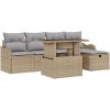 6-delad trädgårdsoffasett med kuddar beige polyrotting vidaXL Enkel, en storlek, 121 x 62 x 69 cm, mellan – miniatyr 2