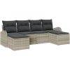 6-delad trädgårdsoffasett med kuddar Ljusgrå Poly Rattan vidaXL 234 x 117 x 85 cm – miniatyr 2