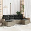 6-delad trädgårdsoffasett med kuddar Ljusgrå Poly Rattan vidaXL 234 x 117 x 85 cm – miniatyr 1