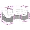 6-delad trädgårdsoffasett med kuddar, ljusgrå poly rattan vidaXL Stor – miniatyr 9