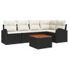 6-delad Trädgårdsoffasett med Kuddar Svart Poly Rattan Akacia vidaXL 55 x 55 x 37 cm – miniatyr 2