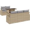 6-delad Trädgårdsoffgrupp med Kuddar Beige Poly Rattan vidaXL Medium – miniatyr 2