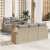 6-delad Trädgårdsoffgrupp med Kuddar Beige Poly Rattan vidaXL Medium – miniatyr 1
