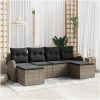6-delad Trädgårdsoffgrupp med Kuddar Grå Poly Rattan vidaXL 234 x 117 x 85 cm – miniatyr 1