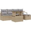 6-delad trädgårdsoffset med kuddar Beige Poly-rattan vidaXL Standard – miniatyr 2