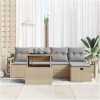 6-delad trädgårdsoffset med kuddar Beige Poly-rattan vidaXL Standard – miniatyr 3