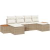 6-delad Trädgårdsoffset med kuddar Beige Polyrotting Acacia vidaXL 294 x 117 x 69 cm – miniatyr 2