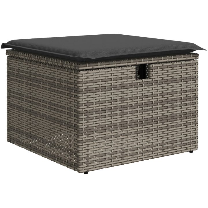 6-delad trädgårdsoffset med kuddar Grå Poly Rottning vidaXL Stor – bild 6