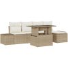 6-delad TrädgårdsoffSet med Kuddar i Beige Poly Rattan vidaXL 100 x 55 x 73 cm – miniatyr 2