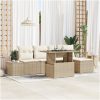 6-delad TrädgårdsoffSet med Kuddar i Beige Poly Rattan vidaXL 100 x 55 x 73 cm – miniatyr 1