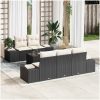 6-delad Trädgårdsoffset med kuddar Svart Poly Rattan vidaXL 55 x 55 x 37 cm – miniatyr 1