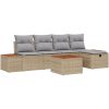 6-delad trädgårdsoffuppsättning med kuddar i beige poly rattan vidaXL 55 x 55 x 37 cm – miniatyr 2