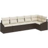 6-delad trädgårdsset med kuddar, brun poly rattan vidaXL 288.5 x 123.5 x 85 cm – miniatyr 2