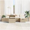 6-delad trädgårdssoffa med kuddar beige poly-rotting vidaXL 55 x 55 x 37 cm – miniatyr 3