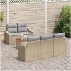 6-delad trädgårdssoffa med kuddar i beige och poly rattan akacia vidaXL 55 x 55 x 37 cm – miniatyr 3
