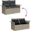 6-delad Trädgårdssoffa med kuddar Ljusgrå Poly Rattan vidaXL Medium – miniatyr 12