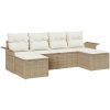 6-delad Trädgårdssoffgrupp med Kuddar Beige Poly Rattan vidaXL 251 x 117 x 85 cm – miniatyr 2