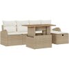 6-delad Trädgårdssoffgrupp med kuddar Beige Poly Rottning vidaXL 55 x 55 x 37 cm – miniatyr 2