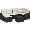 6-delad trädgårdssoffgrupp med kuddar brun poly rotting vidaXL 288.5 x 123.5 x 85 cm – miniatyr 2