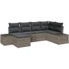 6-delad trädgårdssoffgrupp med kuddar Grå Poly Rattan vidaXL 264 x 154 x 85 cm – miniatyr 2