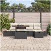 6-delad trädgårdsssofa set med kuddar Svart Poly Rattan vidaXL 55 x 55 x 37 cm – miniatyr 3