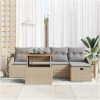 6-delad utegrupp med kuddar i beige polyrotting vidaXL 100 x 55 x 73 cm – miniatyr 3