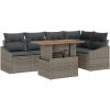6-delad utemöbelset med kuddar - Grå poly rattan vidaXL 100 x 55 x 73 cm – miniatyr 2