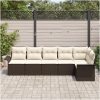 6-delad utemöbelsoffa med kuddar i brunt poly rattan vidaXL 297,5 x 132,5 x 85 cm – miniatyr 3