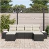 6-delad Utemöbelsoffa med Kuddar Svart Poly Rattan vidaXL 294 x 117 x 69 cm – miniatyr 3