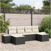 6-delad Utemöbelsoffa med Kuddar Svart Poly Rattan vidaXL 294 x 117 x 69 cm – miniatyr 1