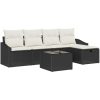 6-delad utesoffgrupp med kuddar i svart poly-rattan vidaXL 55 x 55 x 37 cm – miniatyr 2